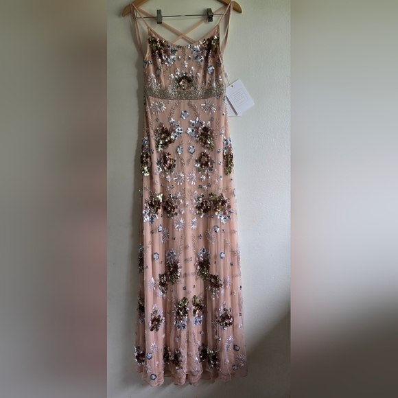 Mac Duggal Dresses & Skirts - NEW! Mac Duggal,  Floral Sequin Maxi Dress in Pink Nude/Multi Sequins, Size 2